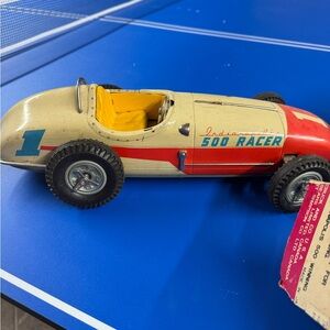 Vintage Racing Car Toy - Red and Cream